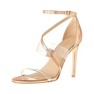 GUESS Womens Pink Transparent Iridescent Felecia Stiletto Heeled Sandal 8 M